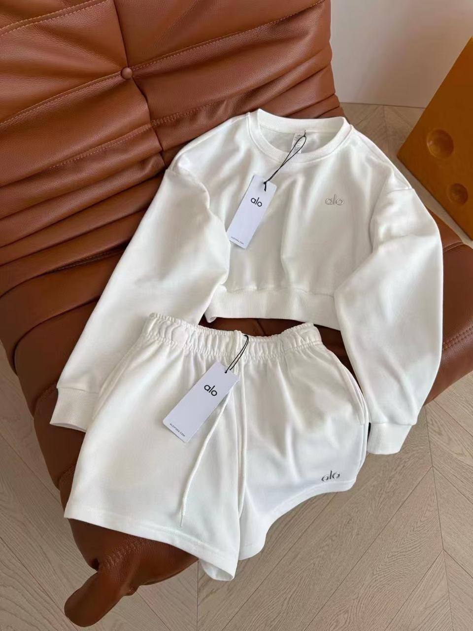 Conjunto Short y Sudadera Blanco alo