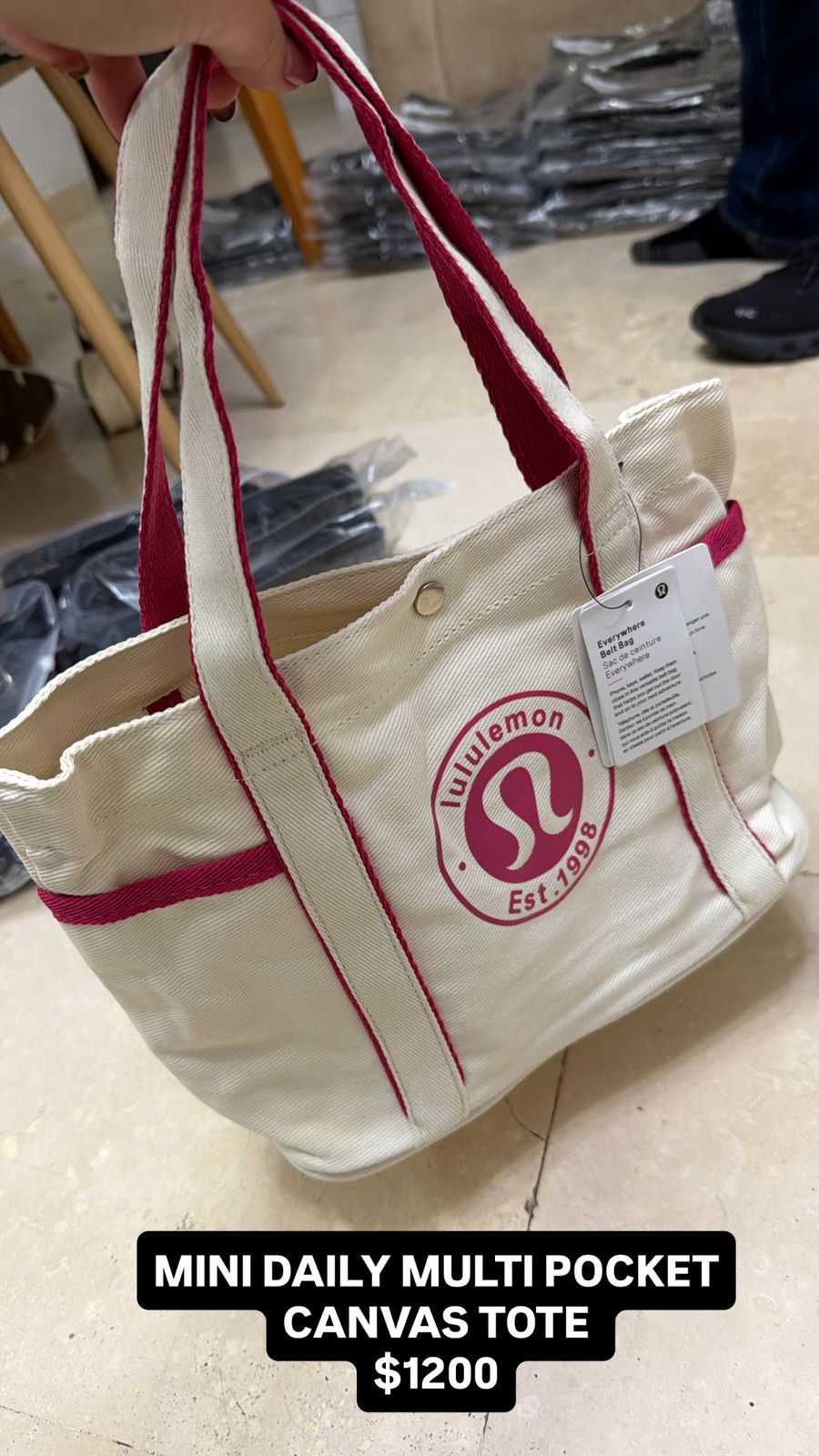 MINI TOTE LULULEMON WHITE PINK