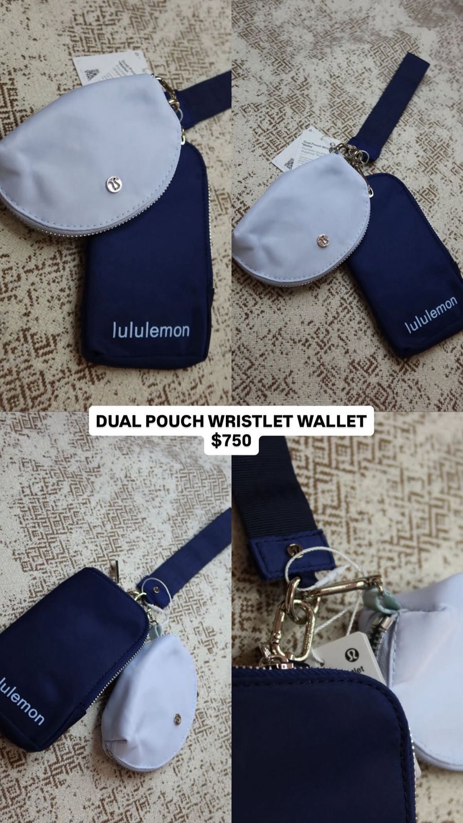 DUAL POUCH WRISTLET WALLET BLUE