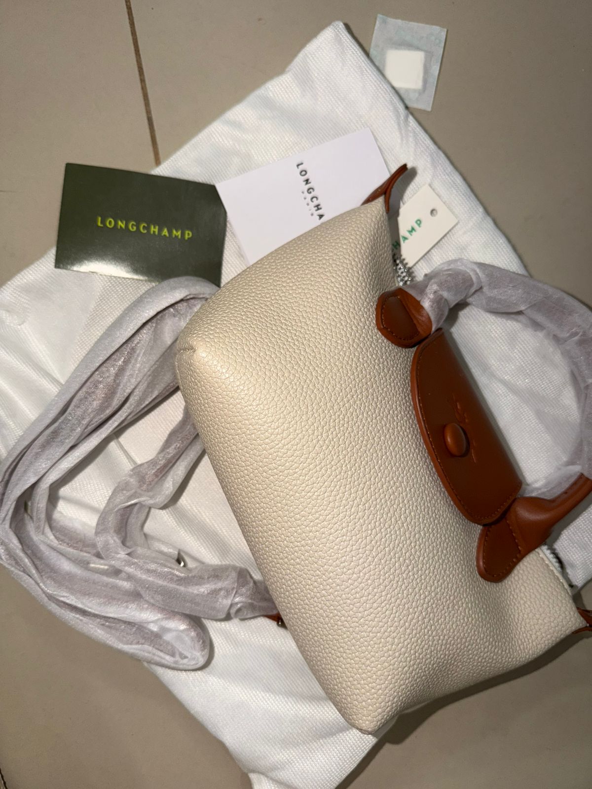 MINI LONGCHAMP PIEL BEIGE