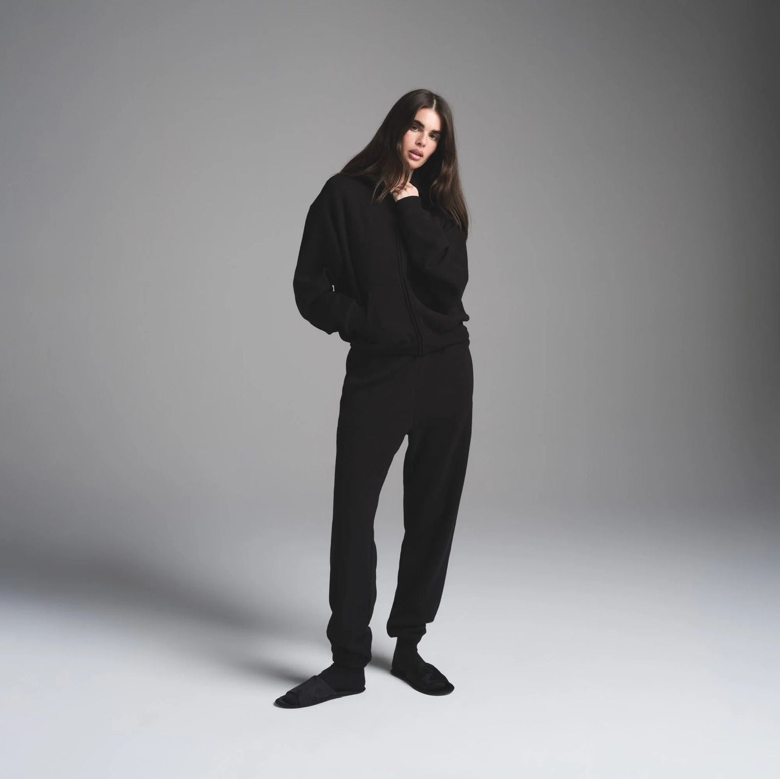 ZIP HOODIE SKIMS BLACK