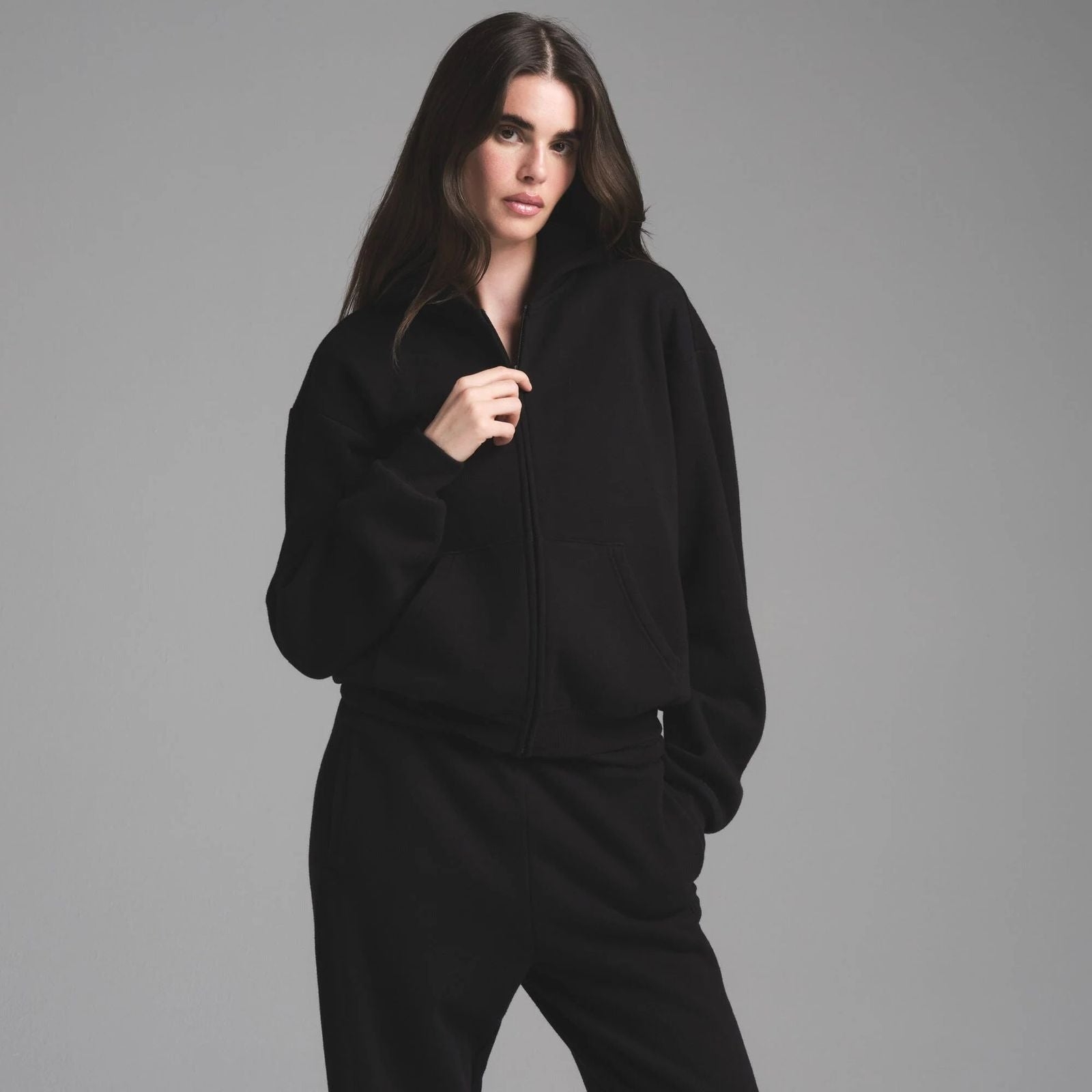 ZIP HOODIE SKIMS BLACK