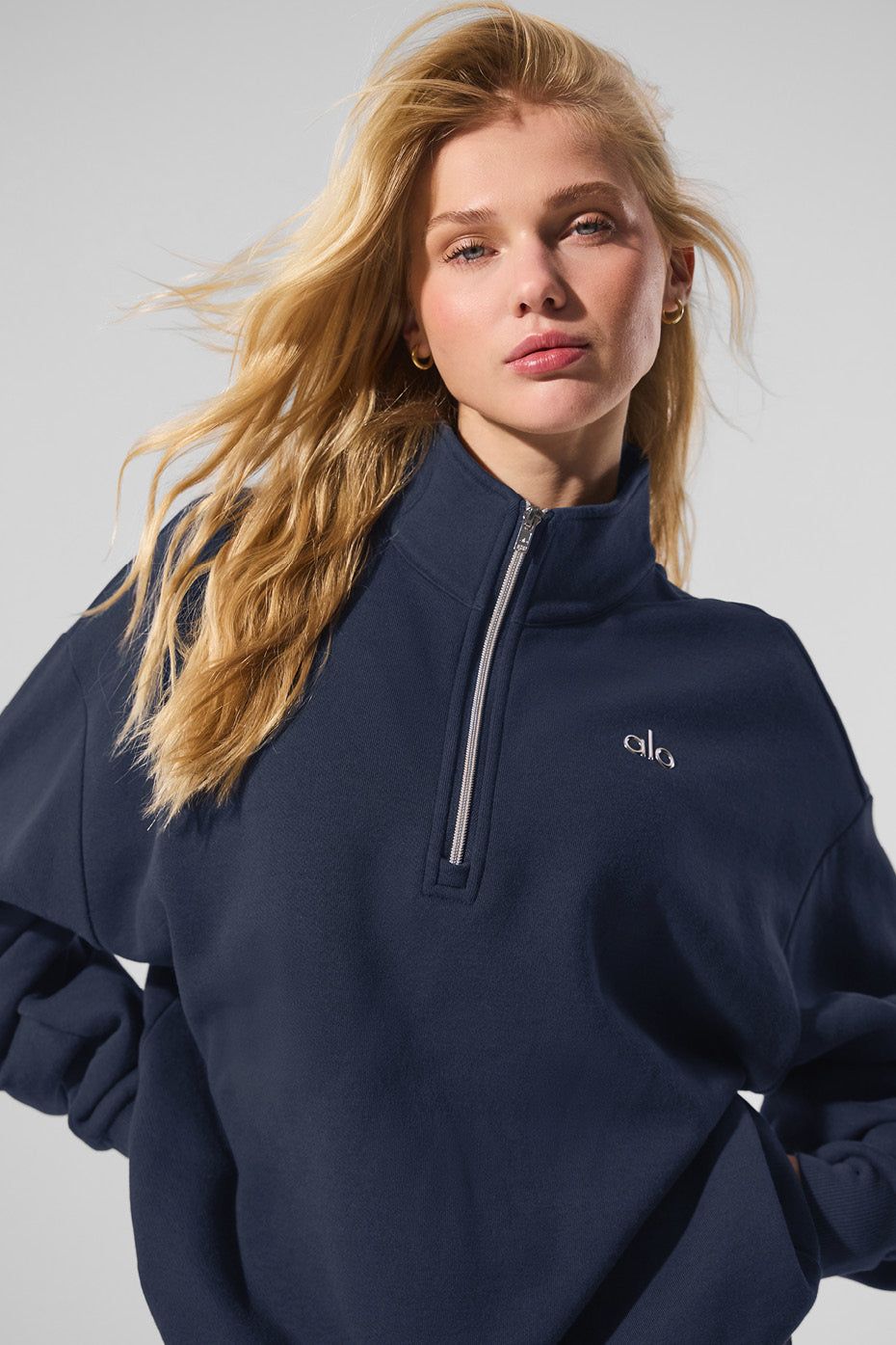 SUDADERA CON MEDIO CIERRE NAVY BLUE ALO