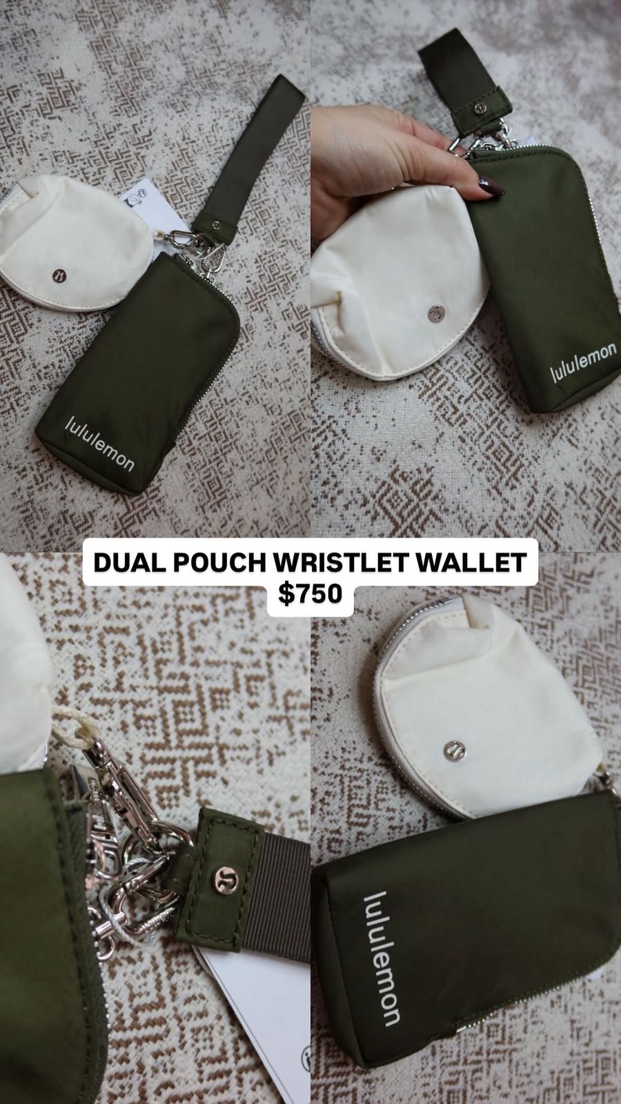 DUAL POUCH WRISTLET WALLET GREEN