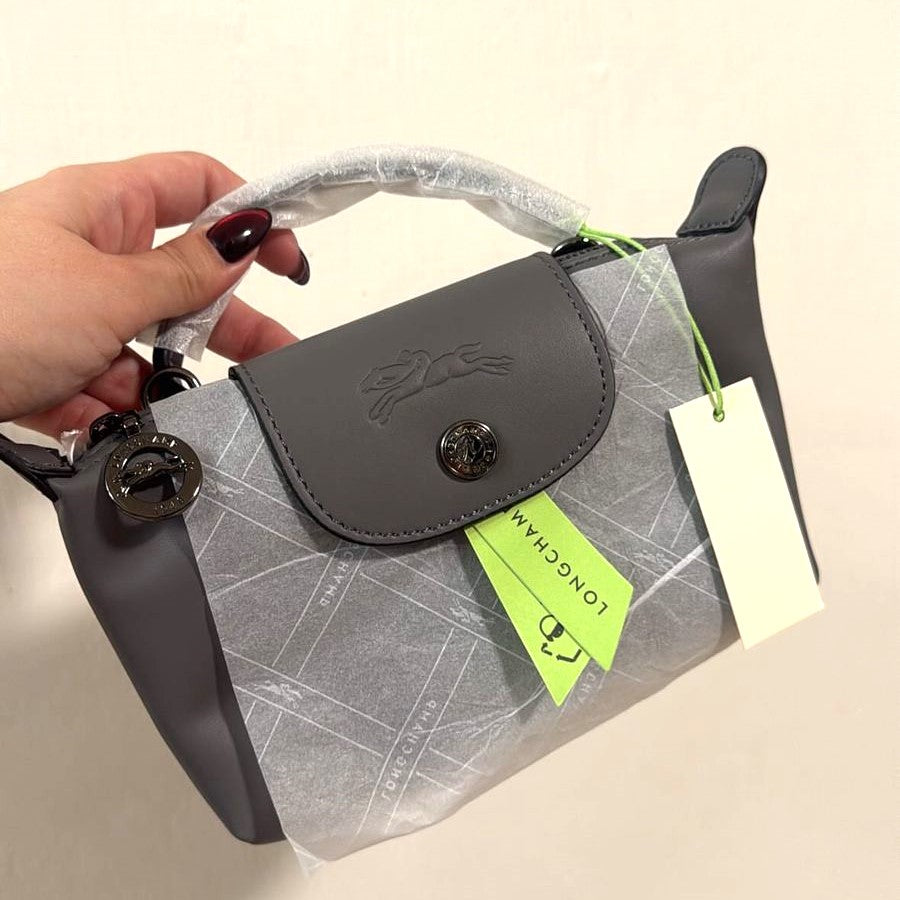 Mini Longchamp Gris Piel