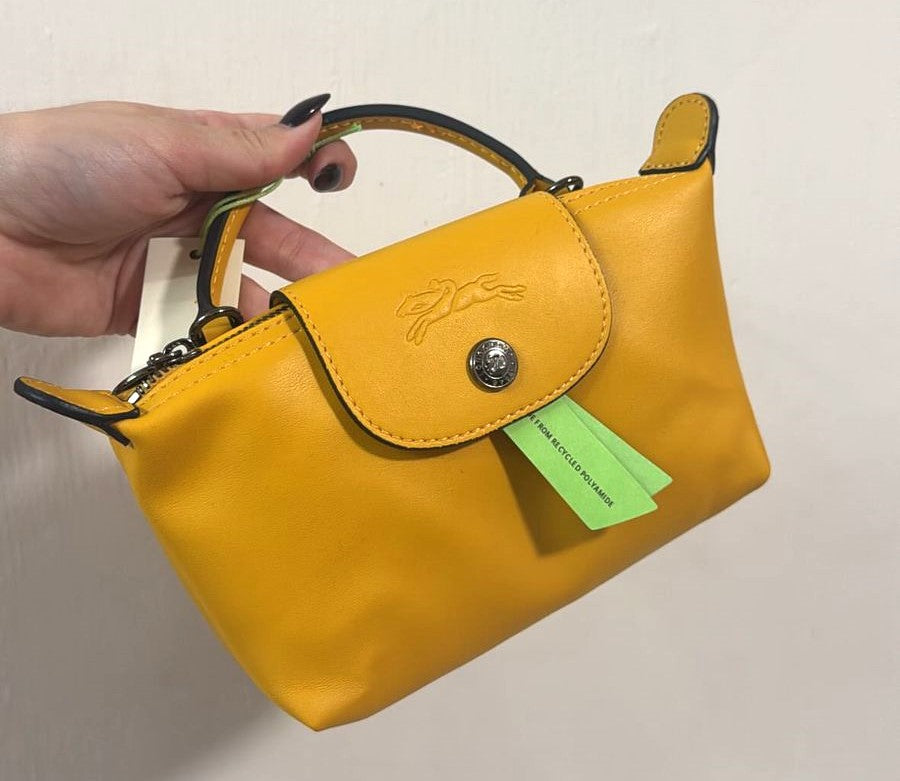 Mini Longchamp Amarilla Piel