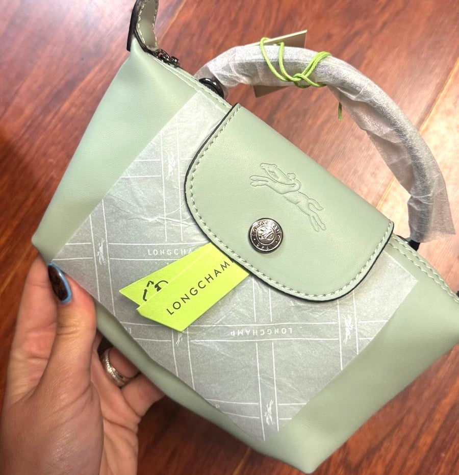 Mini Longchamp Verde Aqua Piel