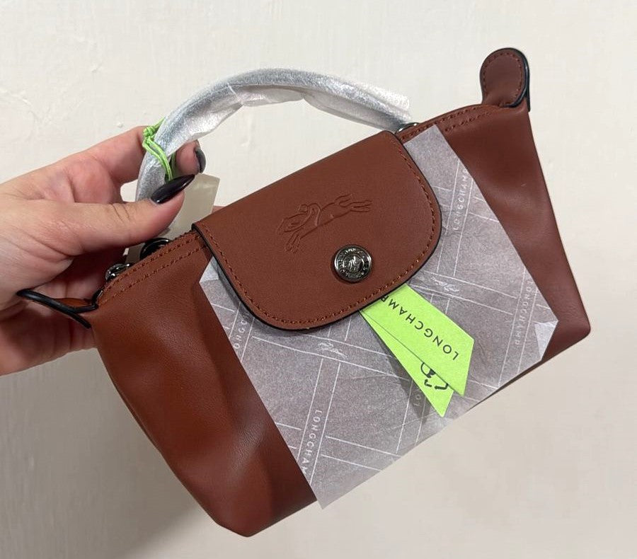 Mini Longchamp Cafe Piel